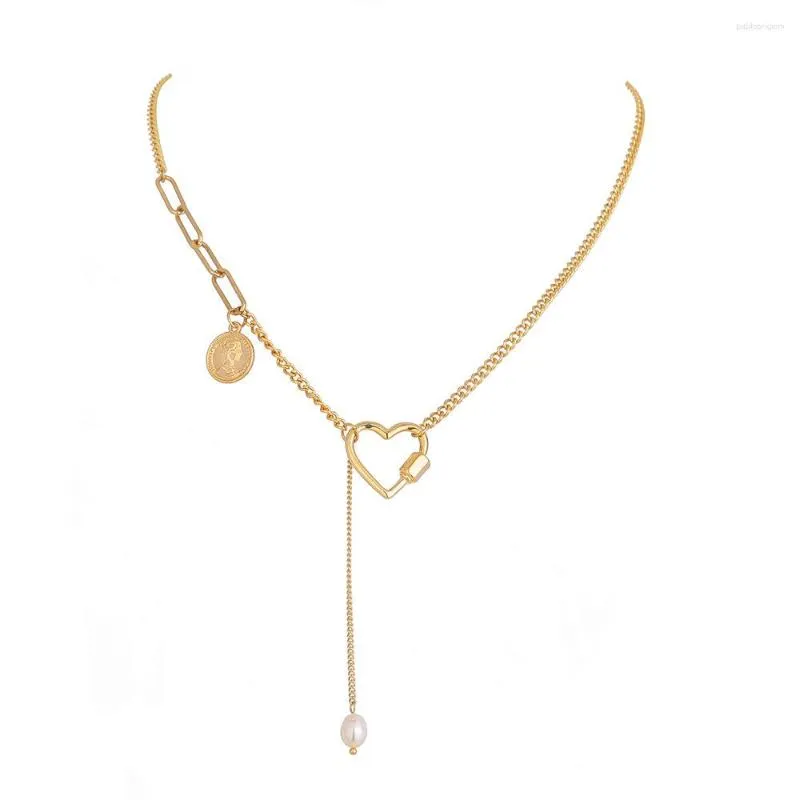 Collier en perles d'eau douce naturelles ovales en forme de cœur pour femme, simple, élégant, tendance, bijoux, cadeau_voghion.com