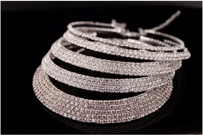 Hot Selling Bride Classic Rhinestone Crystal Choker Necklace Earrings And Bracelet Wedding Jewelry Sets Wedding Accessories Bridal Jewelry