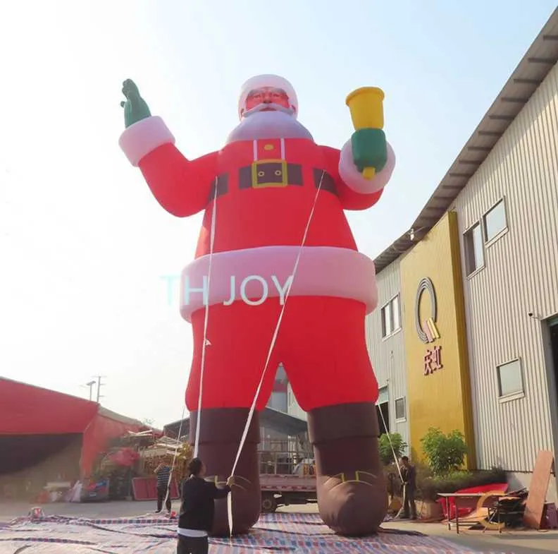 Activités de plein air en gros 12 m 40 pieds de haut gonflable Santa Claus Advertising Christmas Old Man Modèle avec lumière LED