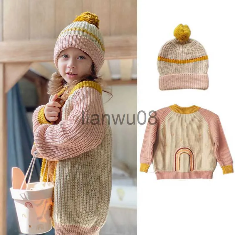 풀오버 와와 브랜드 어린이 스웨터 2022 새로운 겨울 아름다운 니트 아웃복 귀여운 아기 따뜻한 가디건 스웨터 옷 x0818