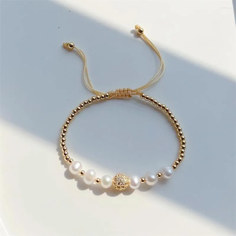 Pulseiras de charme 2023 pérolas de água doce natural 4 mm de miçangas de ouro pulseras femme luxuricultor pulseira de zircão para jóias de moda feminina