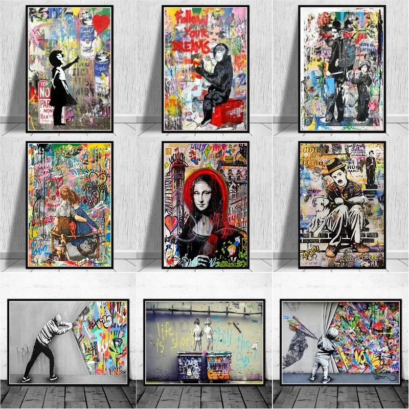 Other Event Party Supplies Banksy Graffiti Art Canvas Painting Abstract Animals and Figures Posters Prints Street Wall Picture Home Decor Cuadros 230818