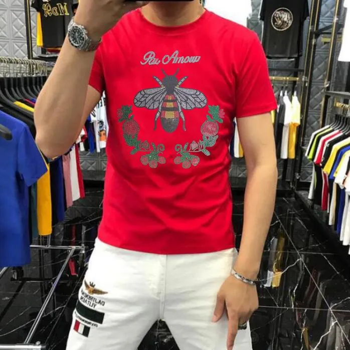 S-6xl Аниме футболка мужчины графические стразы высокого качества летняя модная горячая футболка уличная одежда 1t