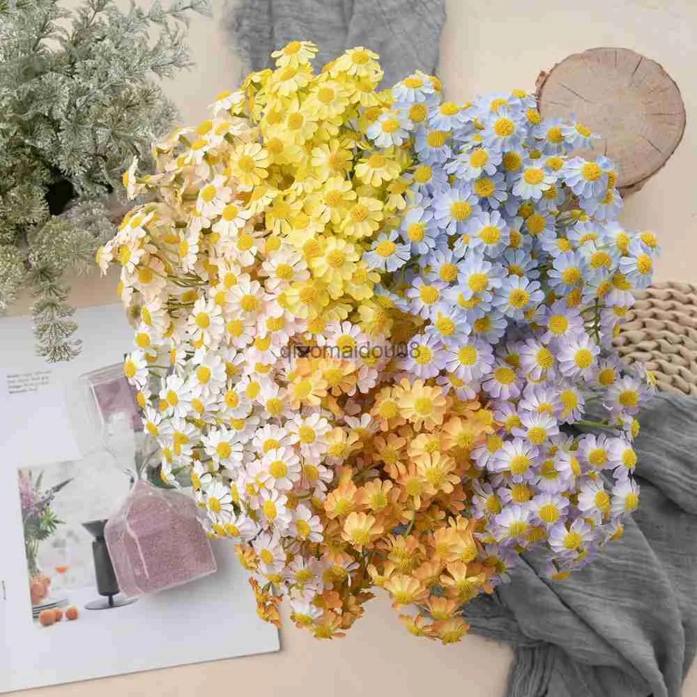 Декоративные цветы венки искусственные ромашки букет шелковый фальшивый цветочный ромаш для гостиной цветочной композиции дома украшение свадьбы HKD230818