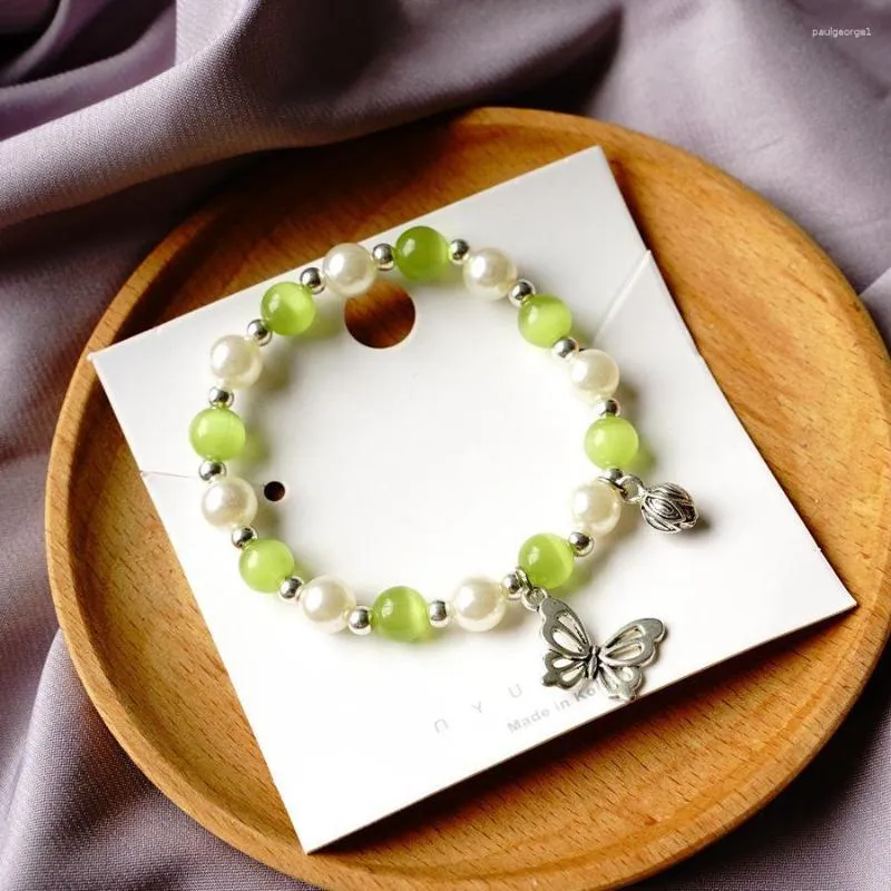 Bracelets de charme Bracelet en perle de perle d'opale verte