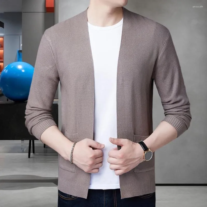 Men's Sweaters Casual Knitted Cardigan Stylish Cardigans With Pockets For Spring Autumn Wear Women Solid Color Sweater