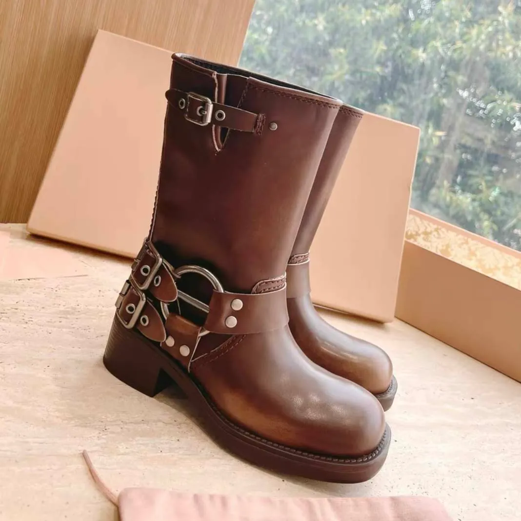High Quality Designer Cowboy Boots For Women MUIMUI Cowgir Harness