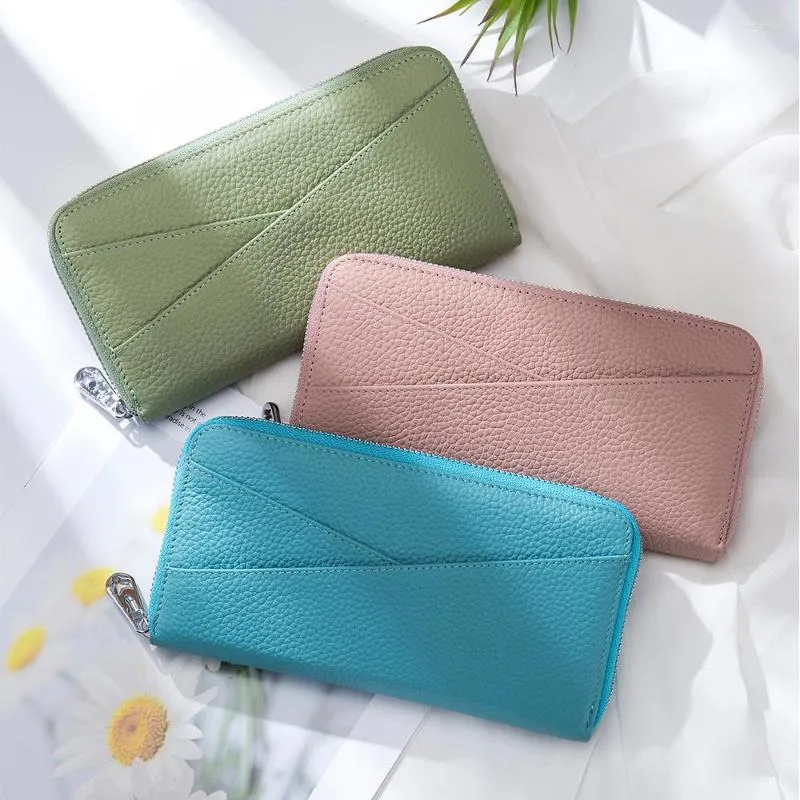 Wallets Women Wallet Soft Cow Leather Japan Simple Purse Anti-Theft Scan Lining Clutch Bag Female For Coin Money Card Cellphone