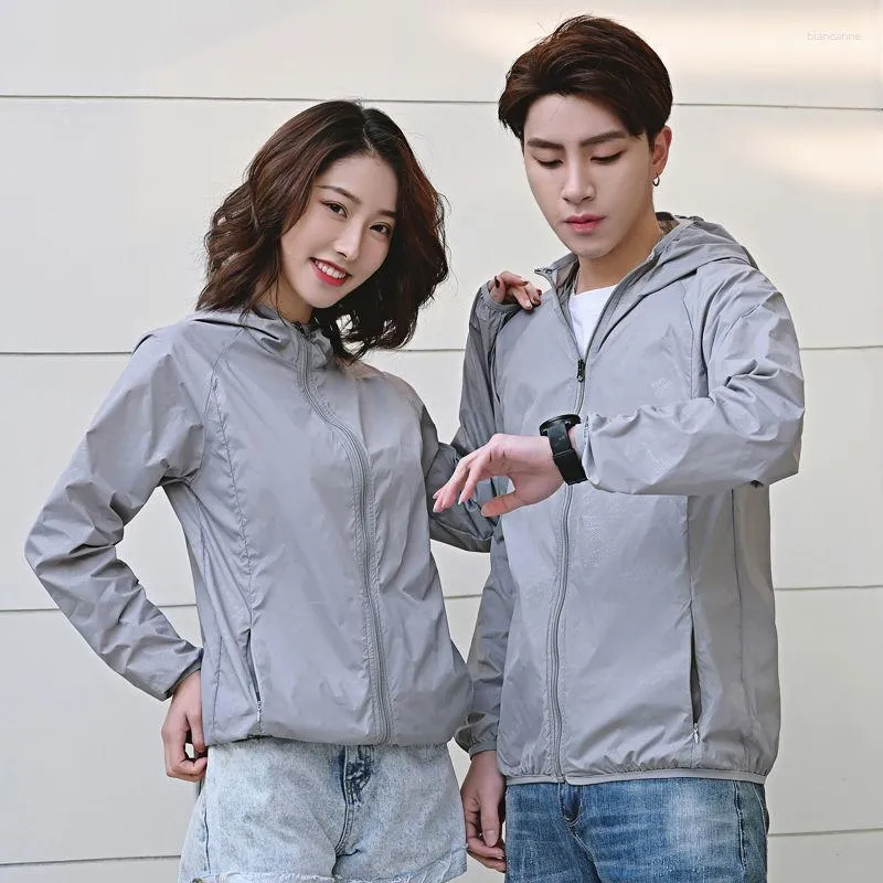 Women's Jackets Summer Ice Silk Sun Protection Clothing Women Solid Color Ultra-thin Breathable Quick-drying Outdoor Men's Casual Hooded