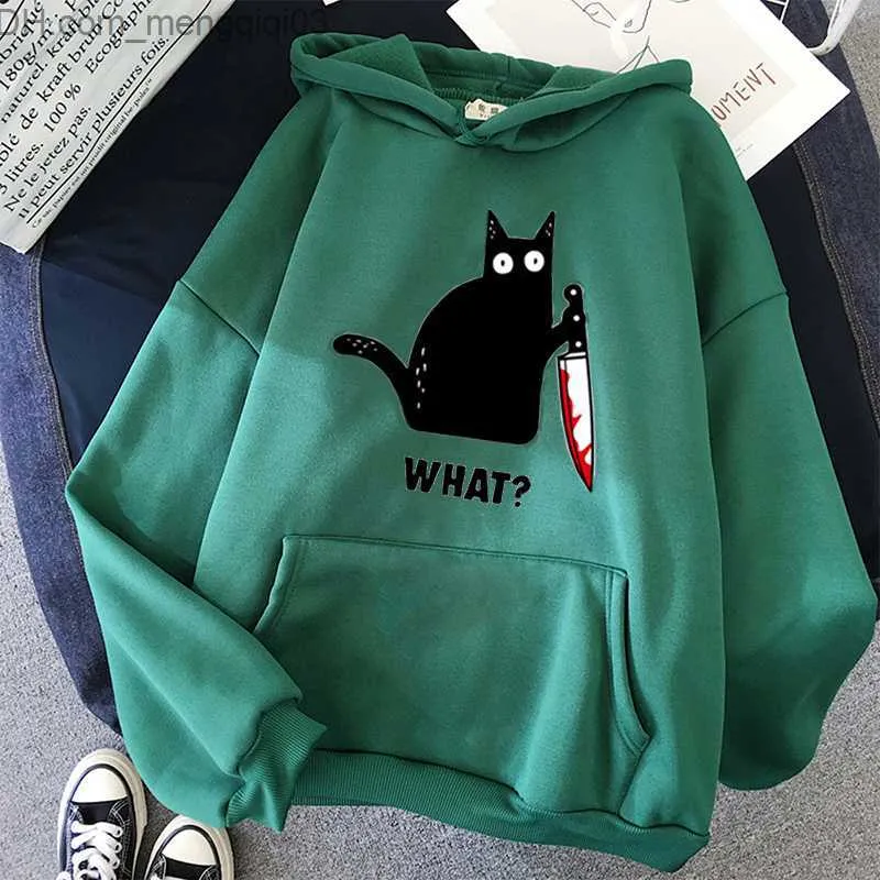 Men's Hoodies Sweatshirts CAT WHAT Oversized Women's Hoodie Pink Harajuku Printed Funny Hip Hop Sweatshirt Clothing Street Clothing Hoodie Z230818