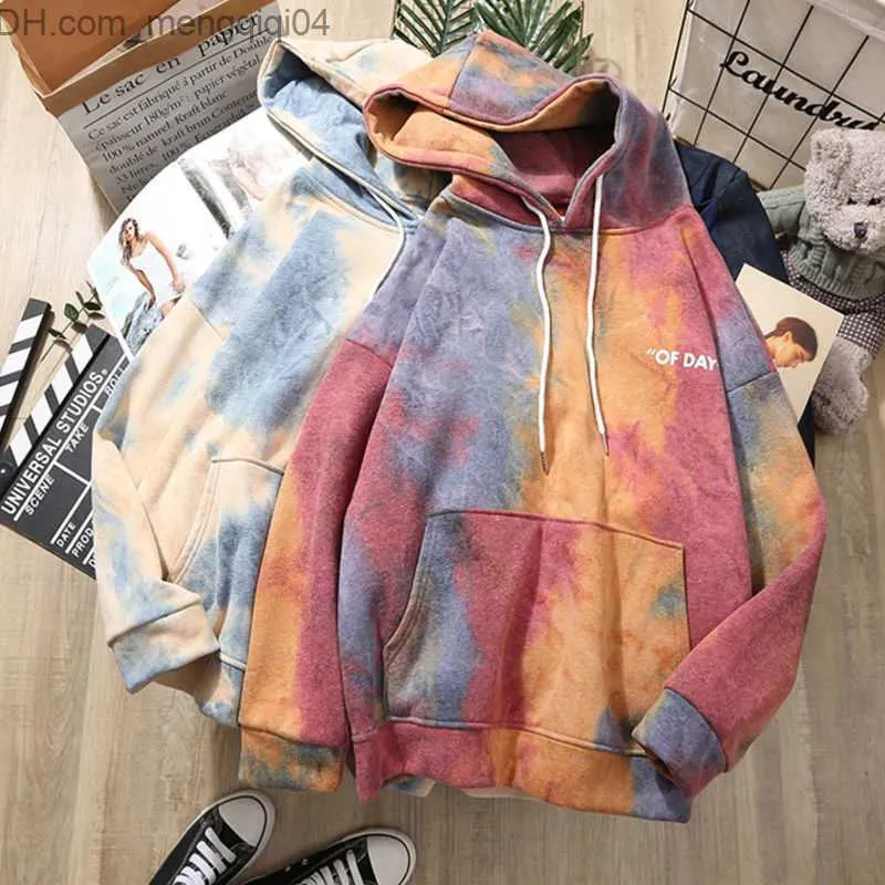 Heren Hoodies Sweatshirts Super grote tie Dye Women's hoodie met fluwelen Hoodie voor dames Casual Sports Shirt Top Harajuku Dames Patroon Koreaanse kleding Z230818