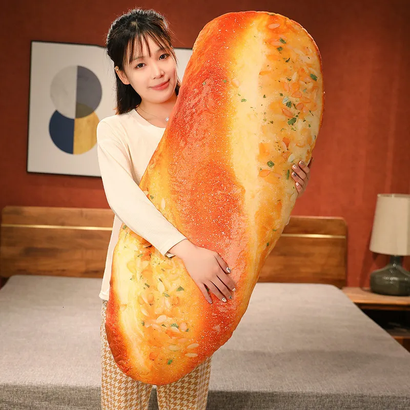 Plush Pillows Cushions 20~110cm Long Bread Pillow Stuffed Like Real Sesame S Cheese Denmark Toast Chopped Green Onion Sleeping Hug Support Leg Gift 230817