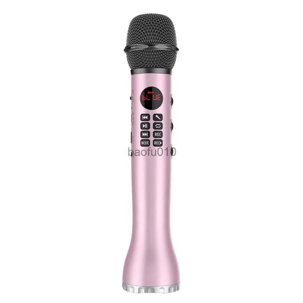 Microphones L-598 Handheld Mini K Song Microphone TF Card Funktion Trådlös högtalare LED Display Skärm KTV-brusreducering Sångande mic HKD230818