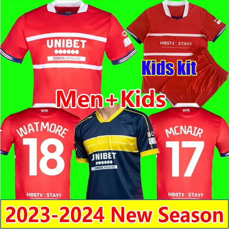 23 24 Middlesbroughs Soccer Jerseys 2023 2024 home away ROGERS MCGREE HACKNEY Football Shirt MCNAIR Howson camesitas de futol LATTE LATH Men Kids Kits uniforms