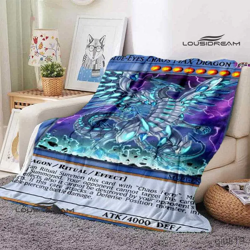 Blankets YU-GI-OH! Card Print Blanket Picnic Blanket Thin Blanket Flannel Soft Comfortable Home Travel Bed Blanket Birthday Gift R230819