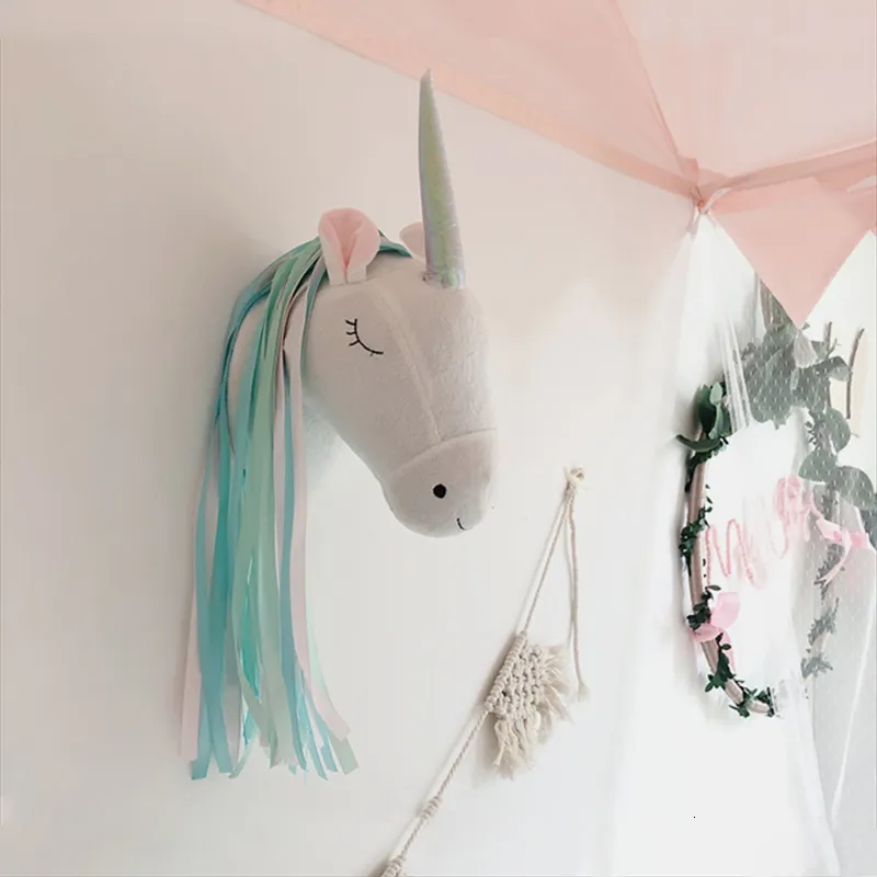 Peluche roba da parete morbida unicorno peluche decorazioni per pareti di peluche per la parete della testa di cuci