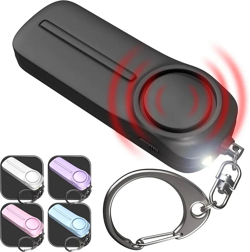 130dB Safe Sound Personal Alarm Keychain Ljus LED -ljus Self_defense Emergency Alert Nyckelring för kvinnor Barn flickor äldre