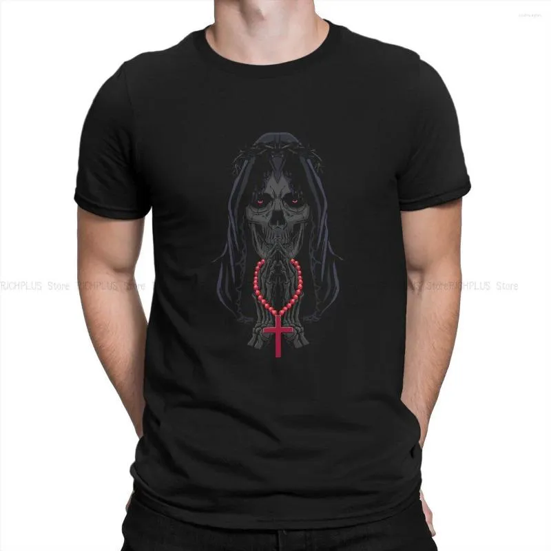 T-shirts pour hommes Jour des morts Prières La Calavera Catrina T-shirt classique en polyester pour homme Crâne mexicain Santa Muerte O Neck Shirt