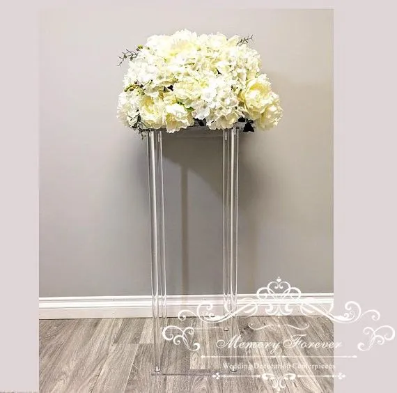 New style tall Wedding acrylic crystal Table Centerpiece Wedding Columns Flower Stand for Table decoration floral arrangements