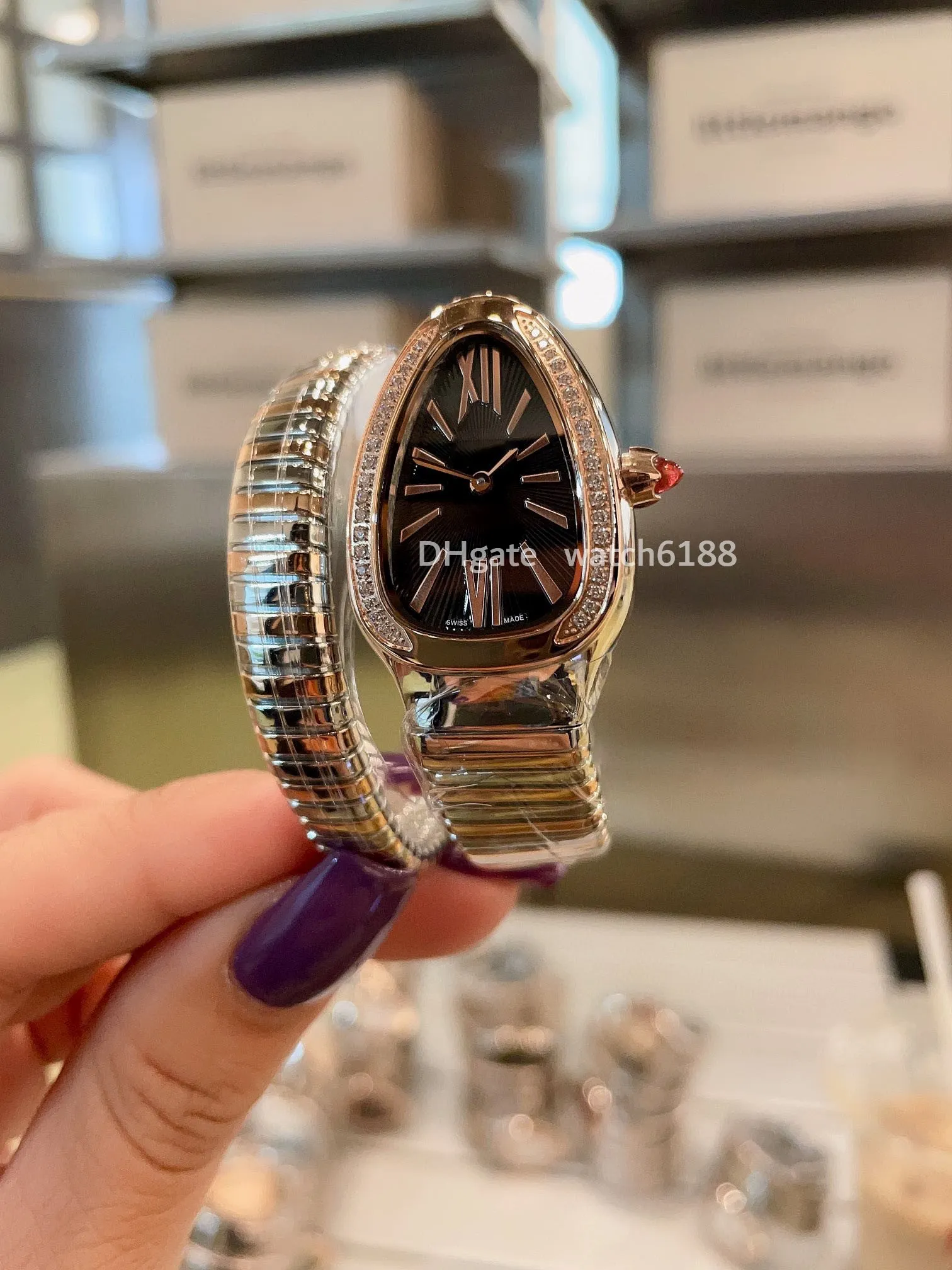 Luksusowe damskie zegarek Bransoletka Top Brand Diamond Pasek ze stali nierdzewnej Rose Gold Diamond Walentynki Walentynki Dar urodzin