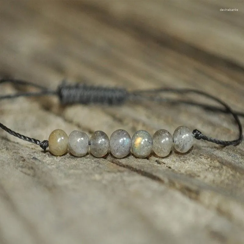 Strand Labradorita Meditación Pulsera Sabiduría Fuerza Curación Cristal Minimalista Joyería Yoga