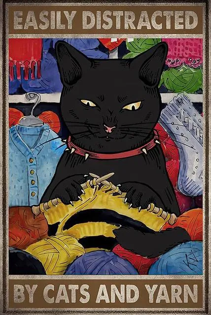 猫の壁のデカール面白い壁アートヴィンテージメタル動物のアート 
