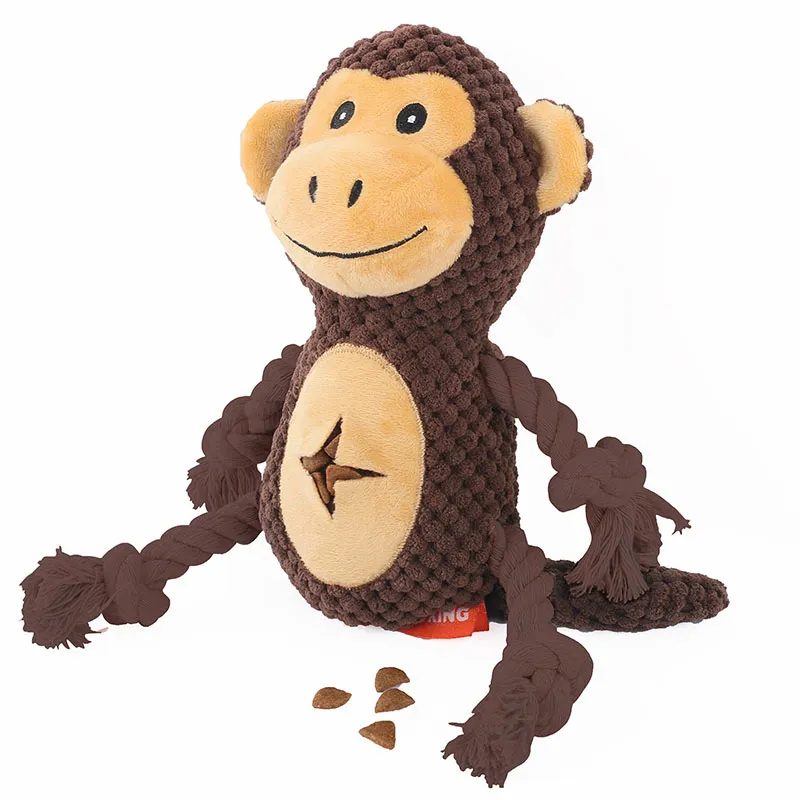 Hondenspeeltjes kinderziektes en bijtbestendige pluche gevulde piepend geluid Pet Toys Monkey Lekken