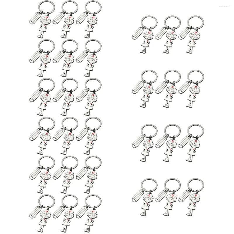 Keychains 30 PCs Keychain Tag Tag Presentes Cadeia de graduação de enfermagem Creative Keyrings Aço inoxidável