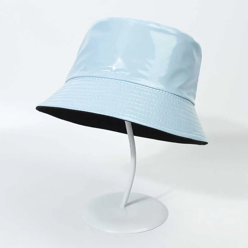 2023 Fashion Bucket Hat Women Girls Leather Solid Panama Cap Hat