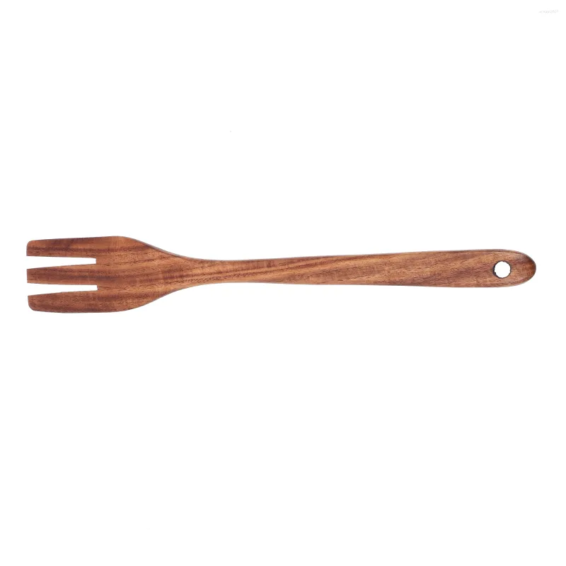 Din sets sets houten vork draagbaar frituren slijtage-resistente keukengerei lange handgreep kookgereedschap