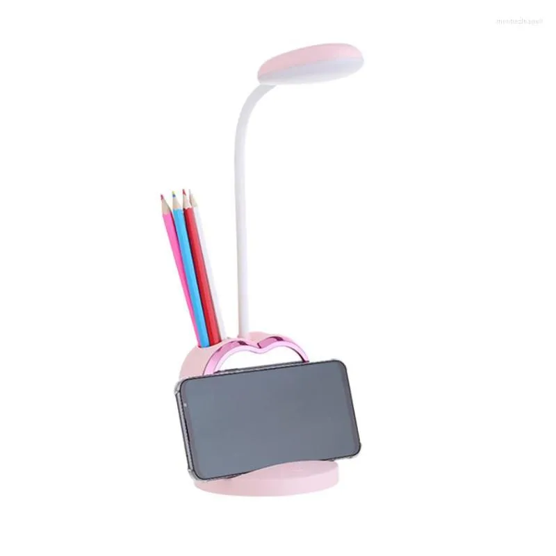Table Lamps LED Desk Lamp For Girls Rechargeable With USB Charging Port & Pen Holder Eye-Caring Dimmable Learning Light