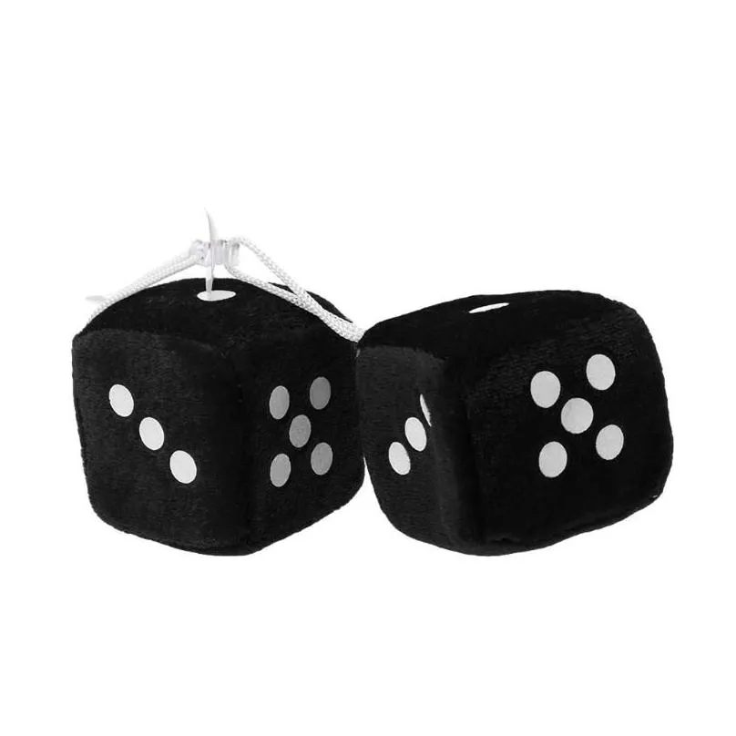 Interior Decorations 1 Pair Fuzzy Dice Dots Rear View Mirror Hanger Decoration Car Styling Accessorie Drop Delivery Mobiles Motorcyc Dh4Bw