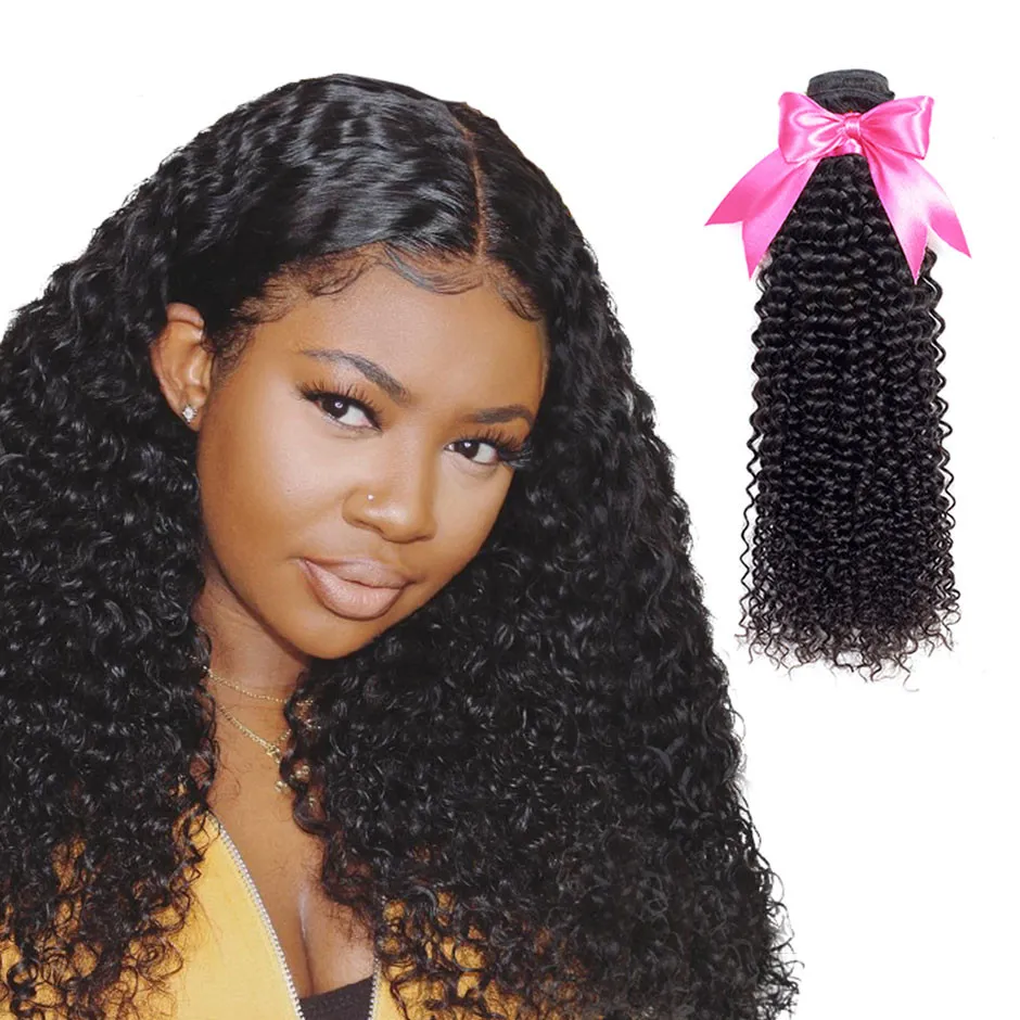 Kinky Curly Hair Bundles Brazilian Remy Human Hair Extensions Nature Color 1/3/4 Bundles Thick Kinky Curly Hair Weaves