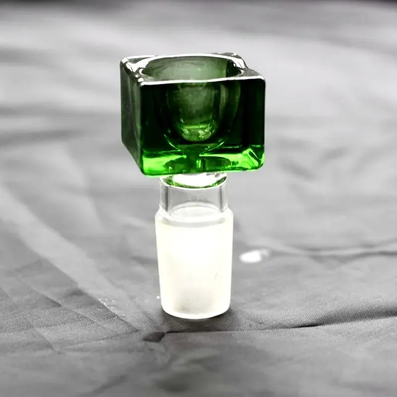 Thick Square Glass Bowl for Bong Hookahs Unique Colorful male 18mm 14mm bongs piece water pipe heady smoking accessory bowls pieces green black