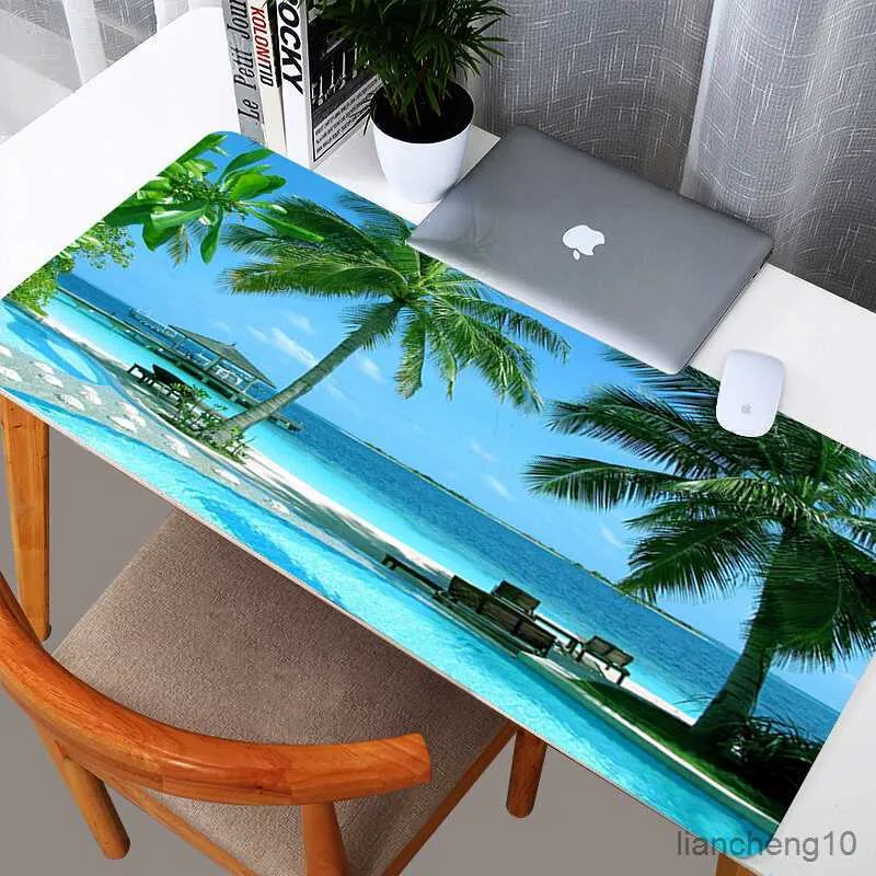 Muisblokken pols tropisch strand palm laptop muis pad gaming mousepad large size bureau mat home office decoratie toetsenbord kussen muispads r230819