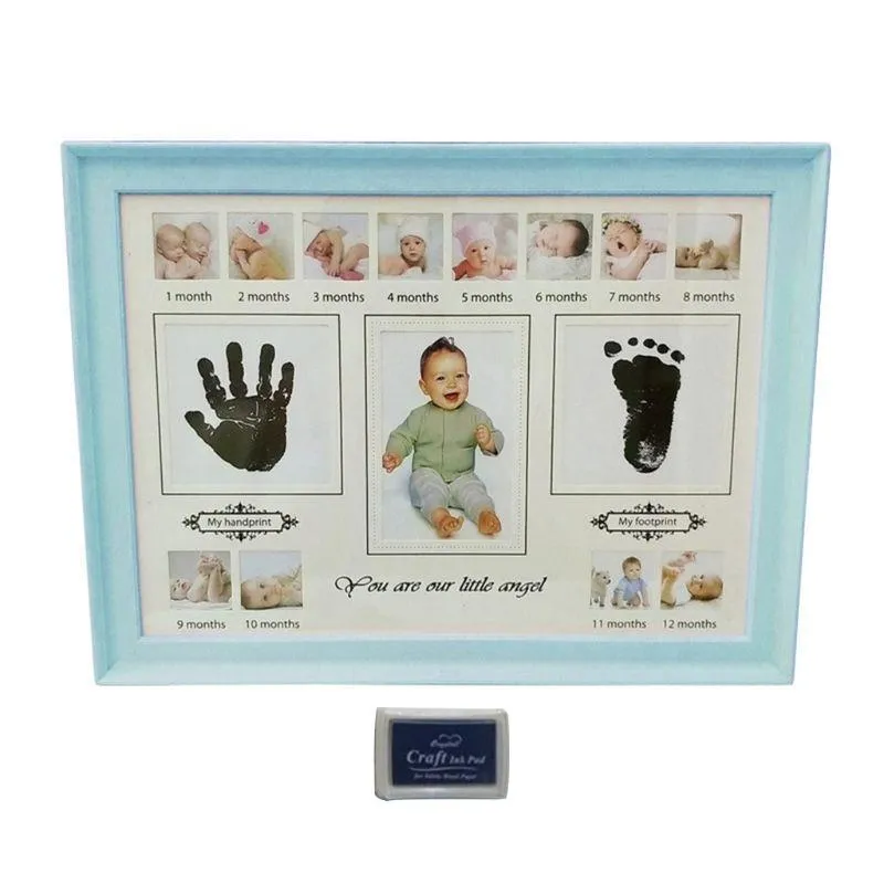 Spieße Baby Handabdruck Fußabdruck Fotorahmen mit Stempel Tinte Neugeborenes Dekor Geschenk Kinder Abdruck Hand Inkpad Souvenirs