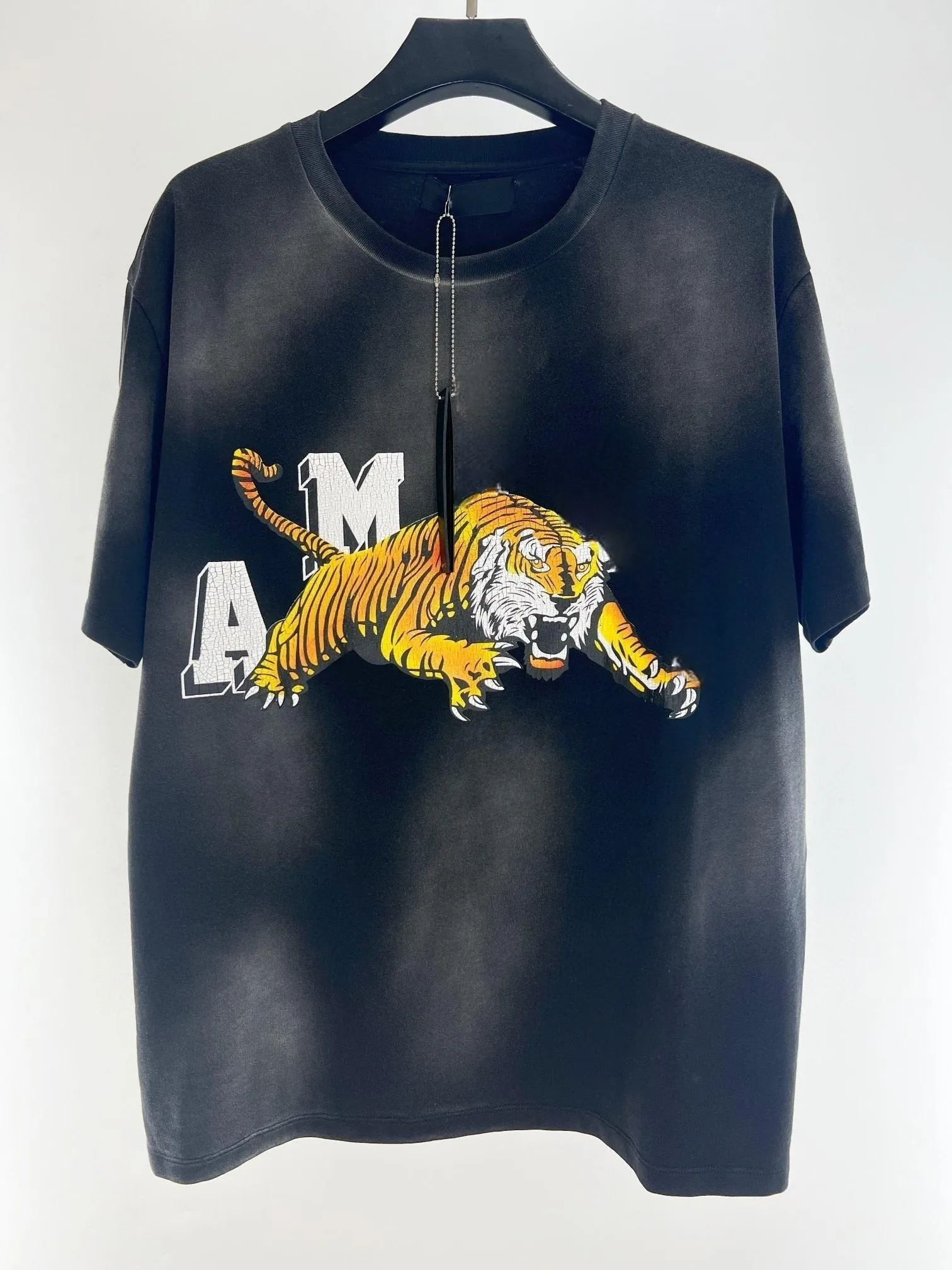 S5 Mens Designer Women Tees Luxurys Amiiri Amirly дизайнеры футболки Pure Am Cotton Tie-Dye Vintage Tiger Amari Amirl Amirs Tee Print Мужчина Случайная улица с коротким рукава