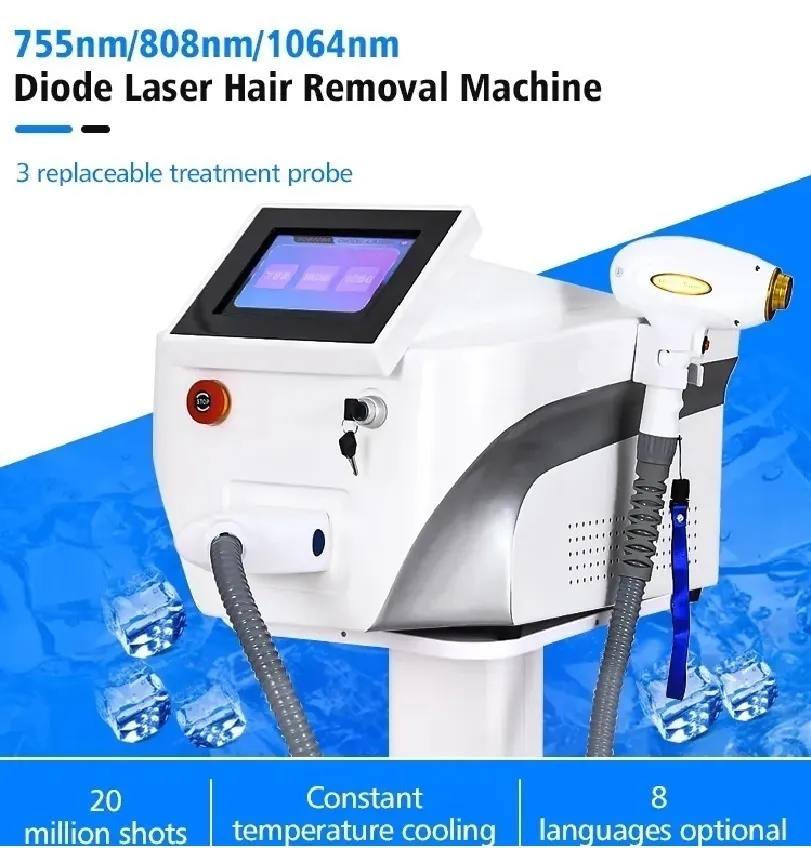 Profesjonalny 808nm Diode laser 3 długości fali 755NM 1064NM bezbolesne usuwanie włosów Epilazione Depilacion Beauty Salon Spa Spa Factory PRI