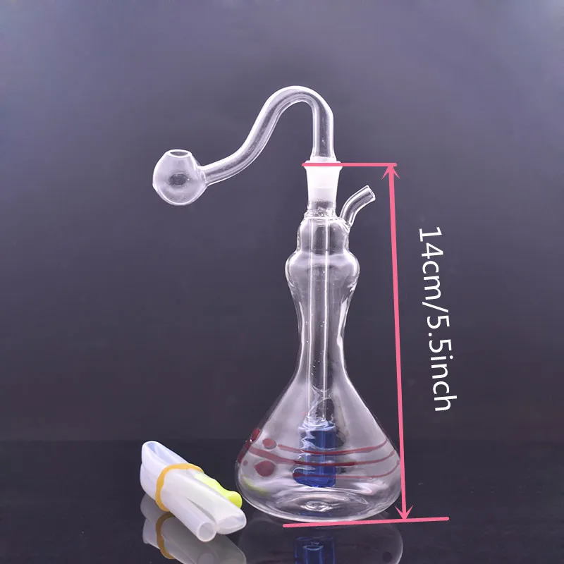 Wholesale Newest Creative Big Vase Style Glass water dab rig bong with 10mm male oil burner bowl and silicone straw hose