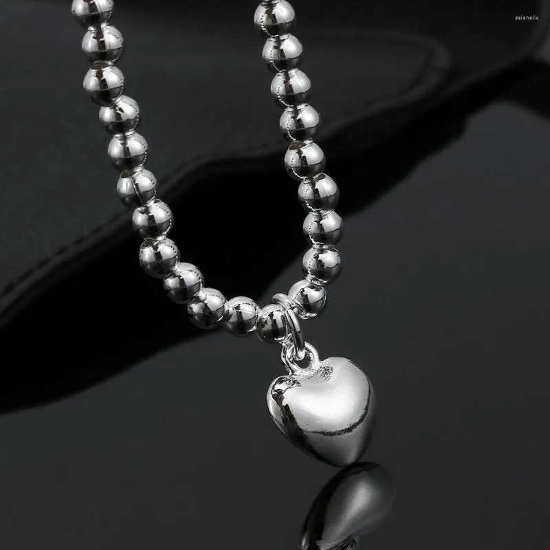 Link Bracelets Street All-Match 925 Stempel Silber Farbe hübsche Herz Perlen Armband für Frauen Mode Schmuckparty Hochzeitszubehör Geschenk