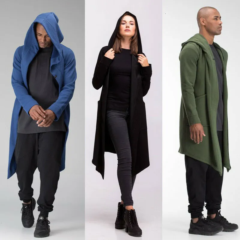 Kadın yün harmanlar moda kadın erkekler unisex gotik kapüşonlu dış giyim pelerin pelerin pelerin siyah uzun sıcak gündelik hoodies hırkalar üst kıyafetler 230818