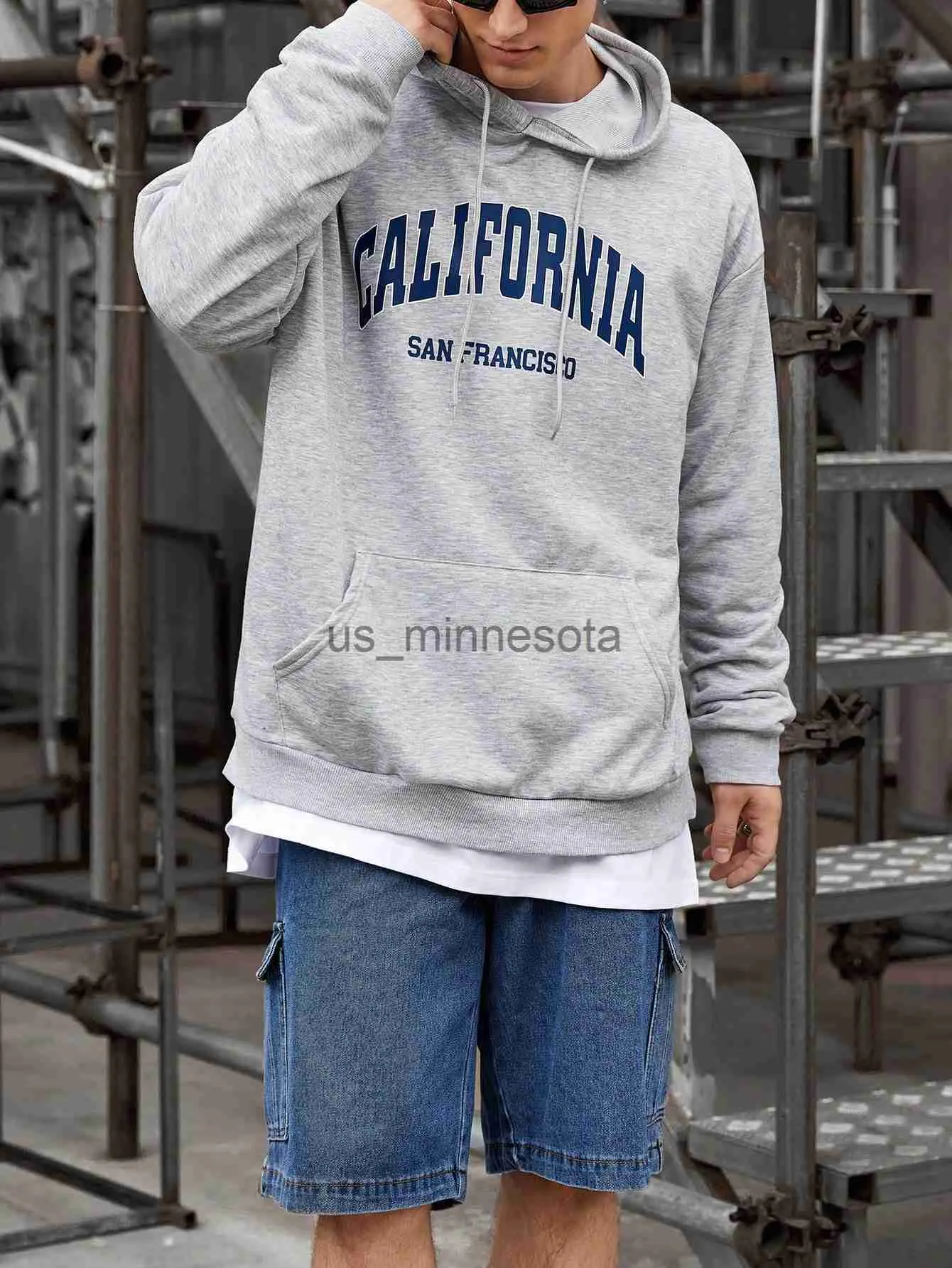 メンズパーカースウェットシャツカリフォルニアアートブルーワードオスフーディーコットン快適な衣服特大の秋のストリートウェアホットセールパーソナリティマンフーディJ230818
