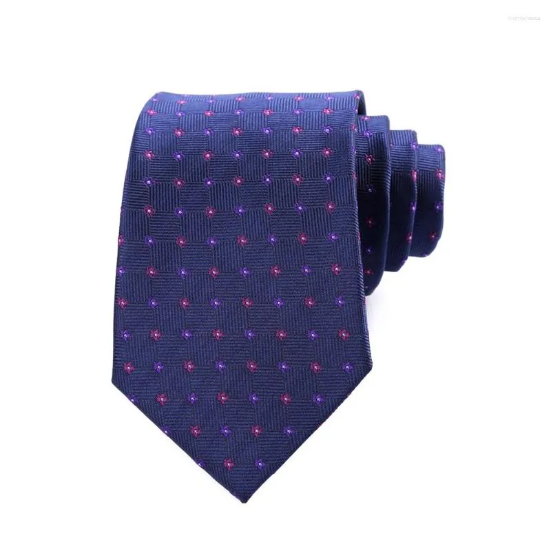 Bow Binds Luxus 8cm Herren Krawatte Klassiker für Mann Erwachsene Hochzeitsgeschäftsfeier Blaues Blumenplaid Jacquard Ascot Krakenbeulezubehör Accessoires