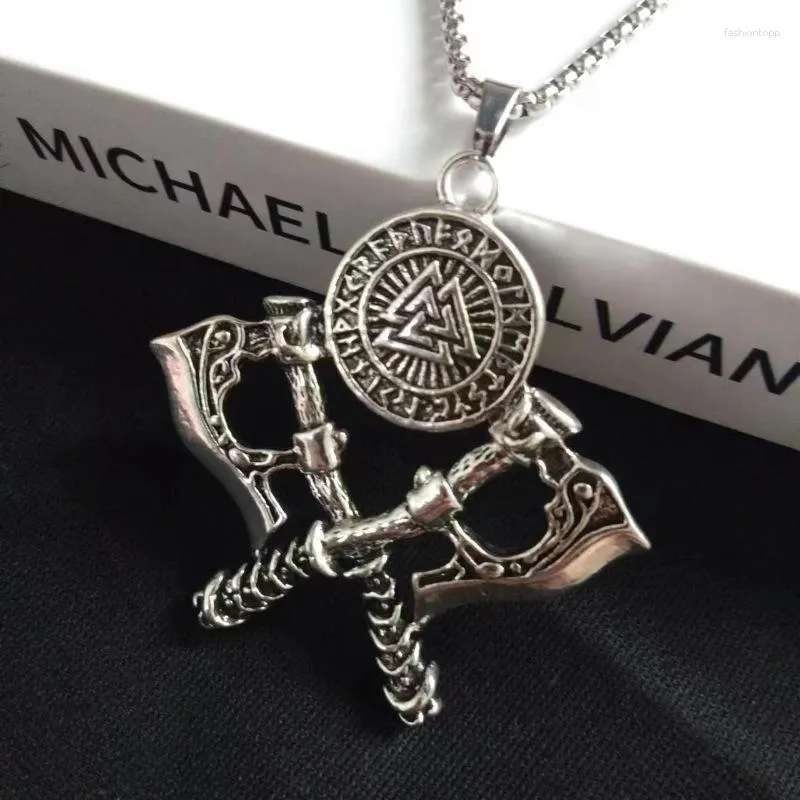 Pendant Necklaces Punk Viking Odin Axe Necklace For Men Fashion Y2K Jewelry Gift Boyfriend Brother Aesthetic 2023 Streetwear