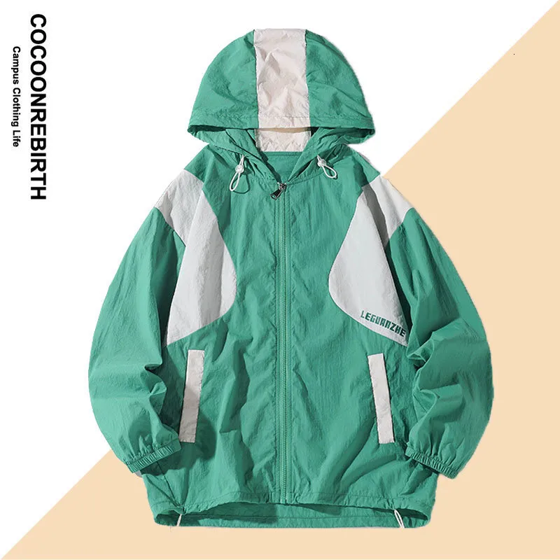 Mens Jackets Summer Ultralight Hooded Jacket Men Women Loose Thin Windbreaker Fashion Shiny Sunscreen Coat Outdoor Bomber 230818