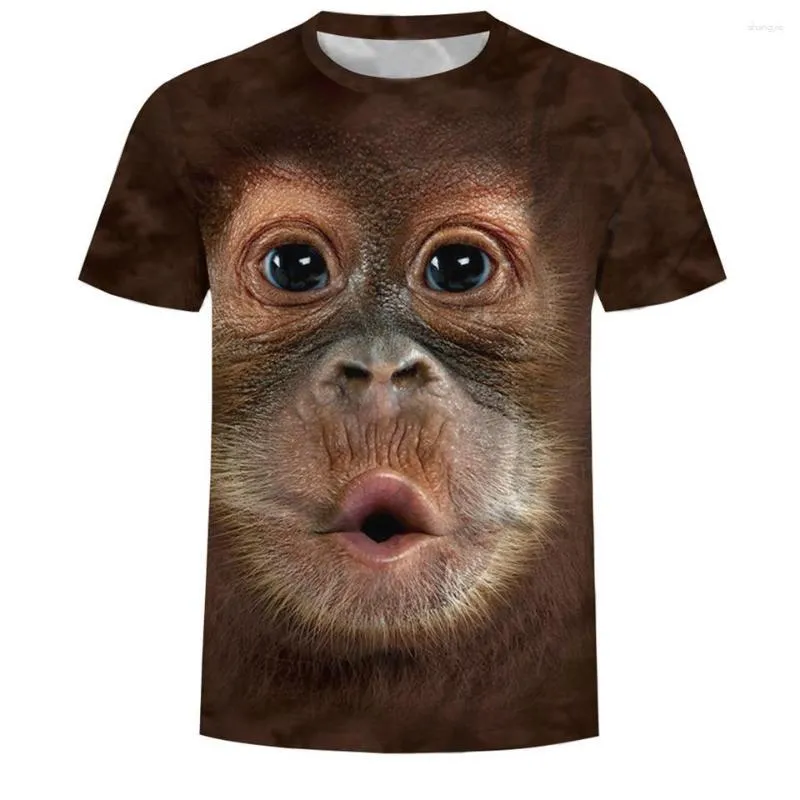 남자 T 셔츠 2023 여름 남성 티셔츠 3D 프린트 동물 원숭이 Tshirt 짧은 슬리브 재미있는 포트 벨리리어 디자인 탑 티