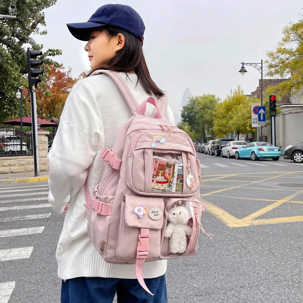 Mochila escolar Japonesa para Chicas Adolescentes, Kawaii con Múltiples  Bolsillo