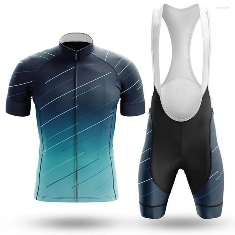 Racing Sets Gradient Cycling Set Bib Shorts Bike Jersey Bicycle Shirt Road Short Sleeve Clothes Cycle Downhill MTB Mountain Suit