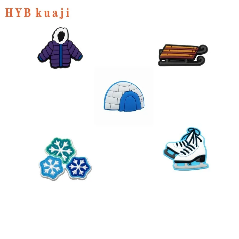 HYBkuaji custom winter elements cro c shoe charms wholesale shoes decorations pvc buckles for shoes