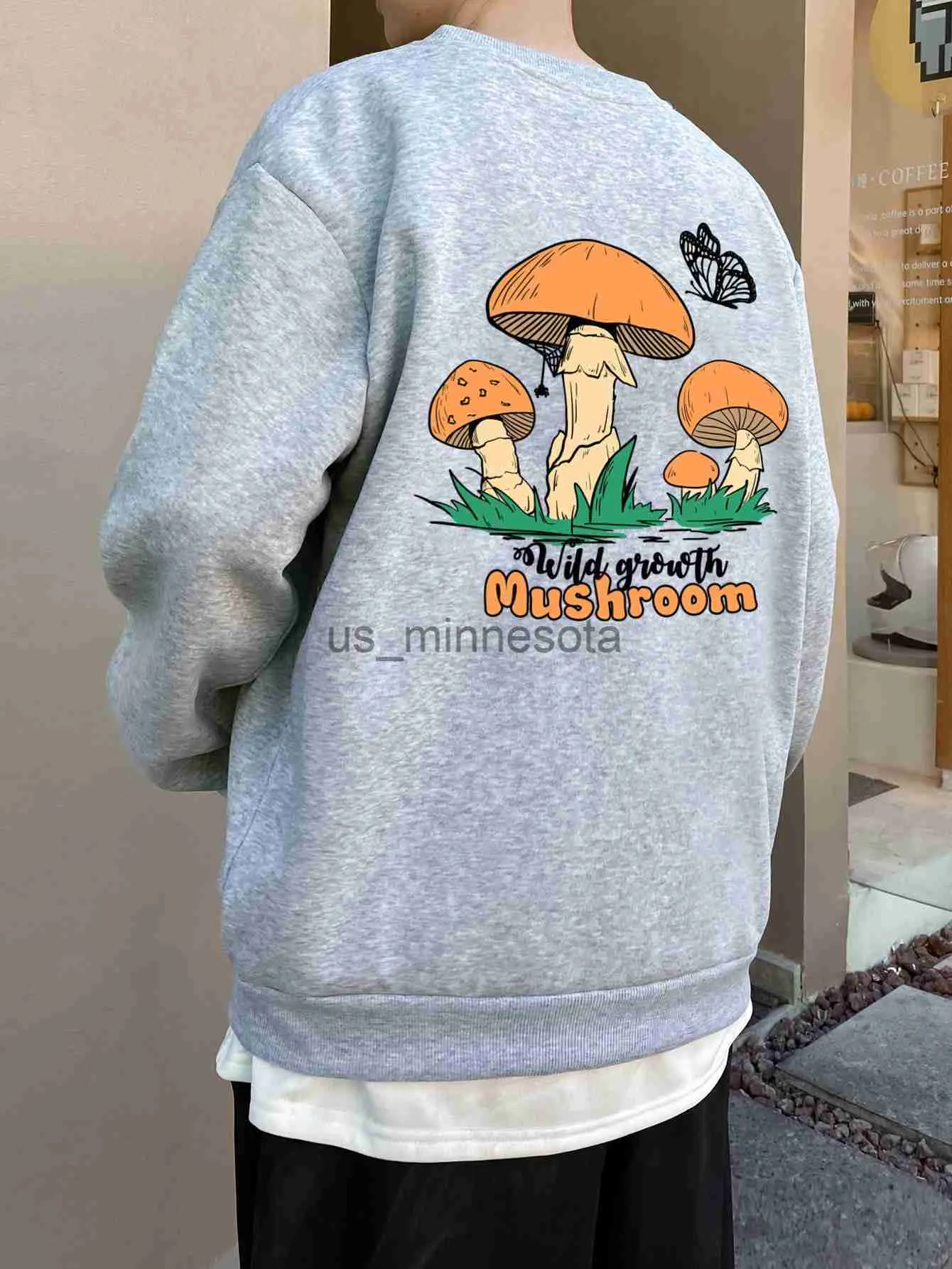 Sweats à capuche pour hommes Sweats Dessins Animés Papillon Champignon Maison Motif Sweats Homme Hip Hop Coton Sposrtswear Casual Creative Hommes Vêtements Mode H J230821